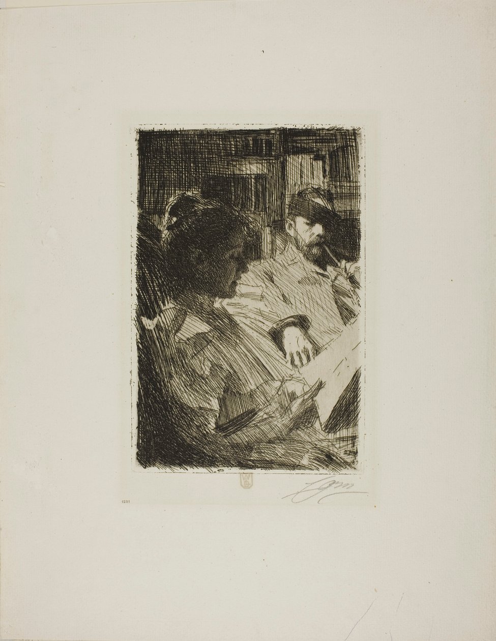 Lezen (Dhr. en Mevr. Ch. Deering) door Anders Zorn