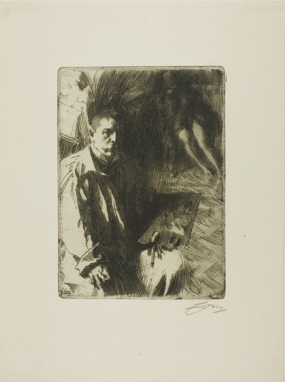 Zelfportret met Model II door Anders Leonard Zorn