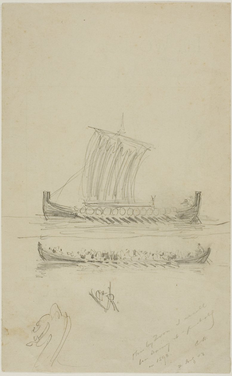 Schets van het zeilschip van kapitein Anderson door Anders Zorn