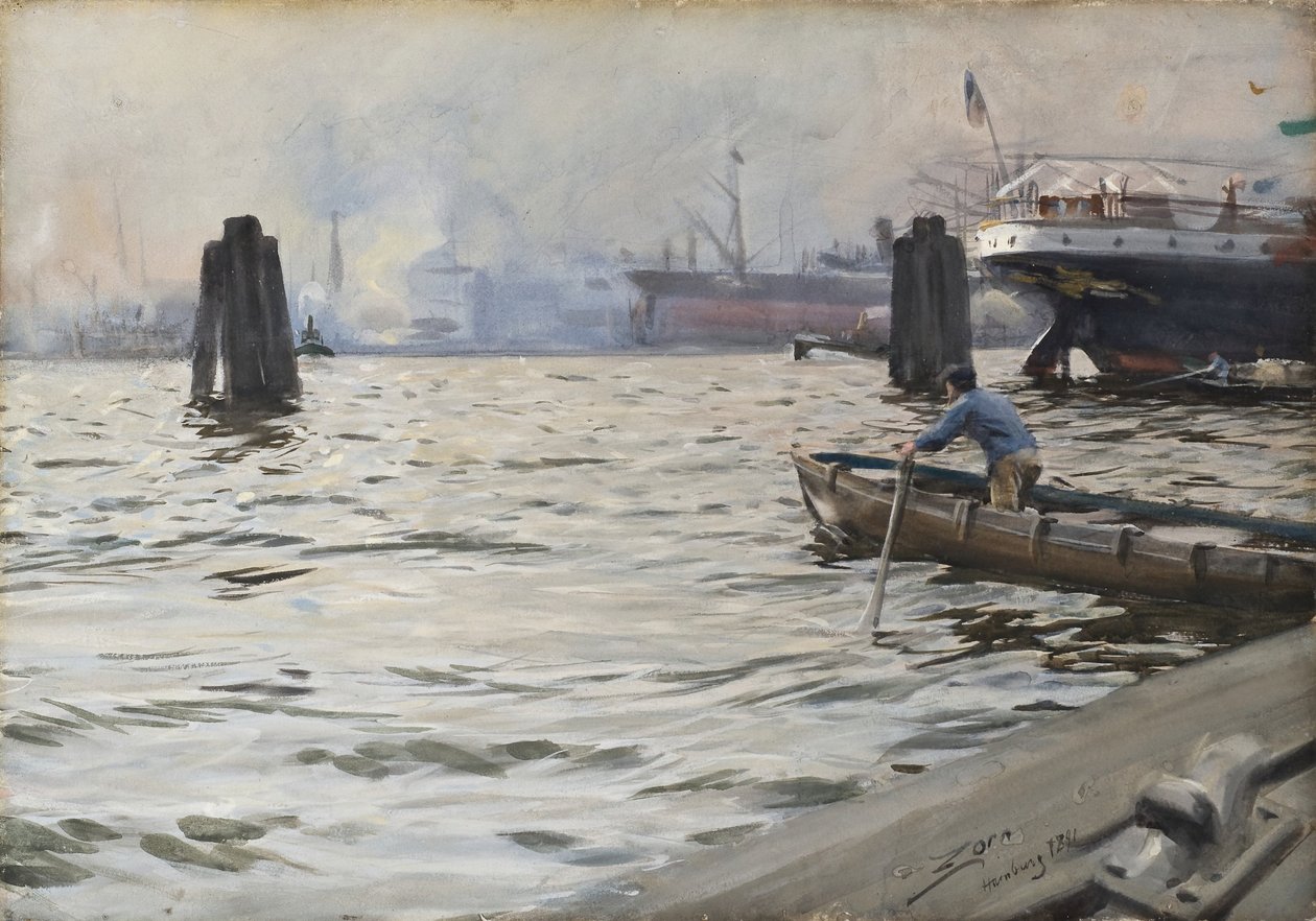 De haven van Hamburg door Anders Zorn
