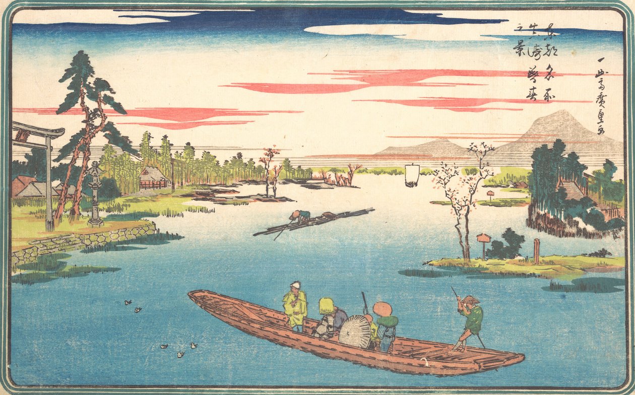 Een Uitzicht op Laat Voorjaar bij Masaki, 1831 door Ando Hiroshige