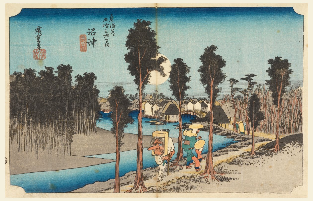 Numazu Avond, in De Drieënvijftig Stations van de Tokaido Weg (Tokaido Gojusan Tsugi-no Uchi) door Ando Hiroshige