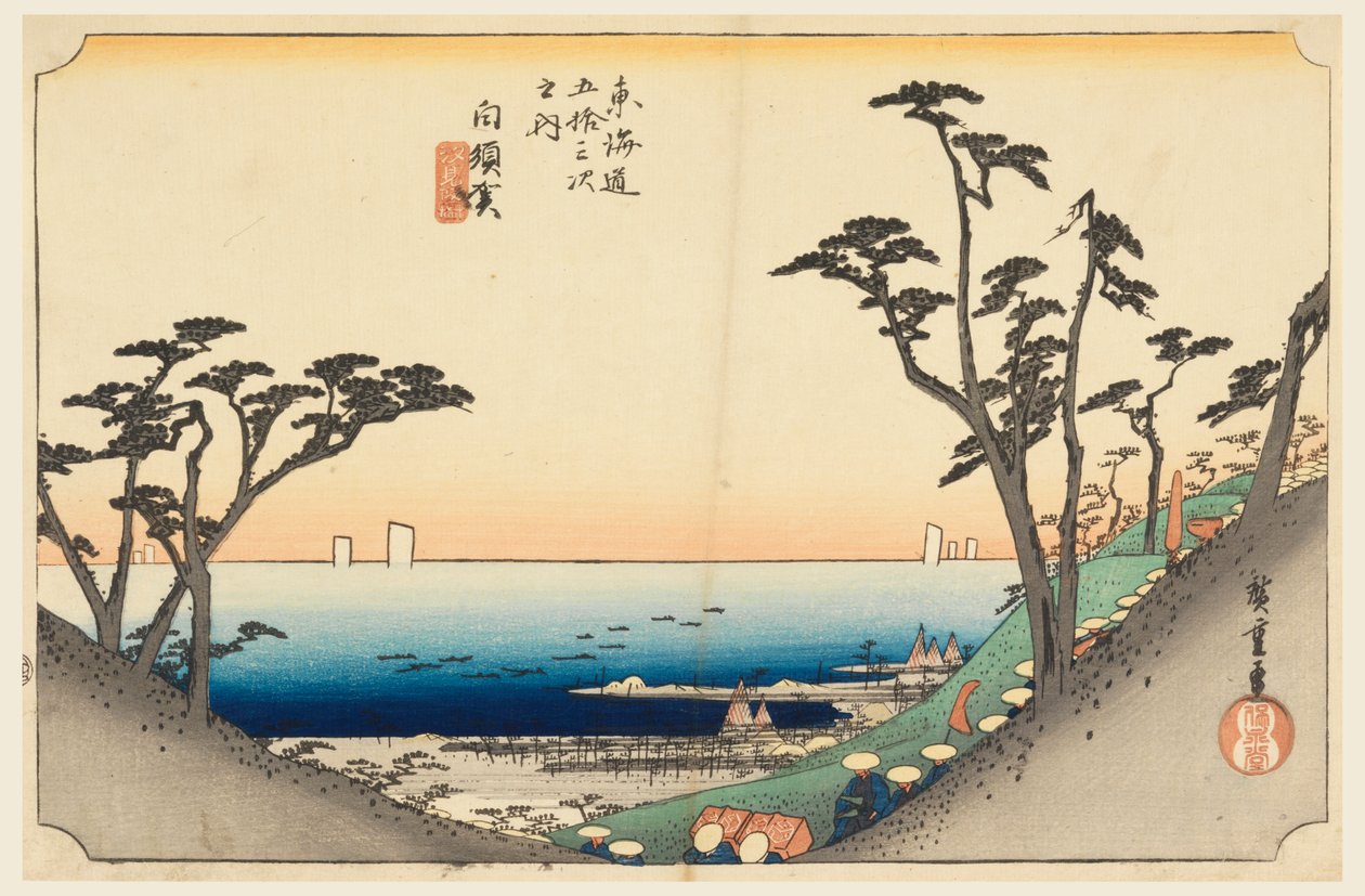 Shirasuka Pass, in De Drieënvijftig Stations van de Tokaido Weg (Tokaido Gojusan Tsugi-no Uchi) door Ando Hiroshige