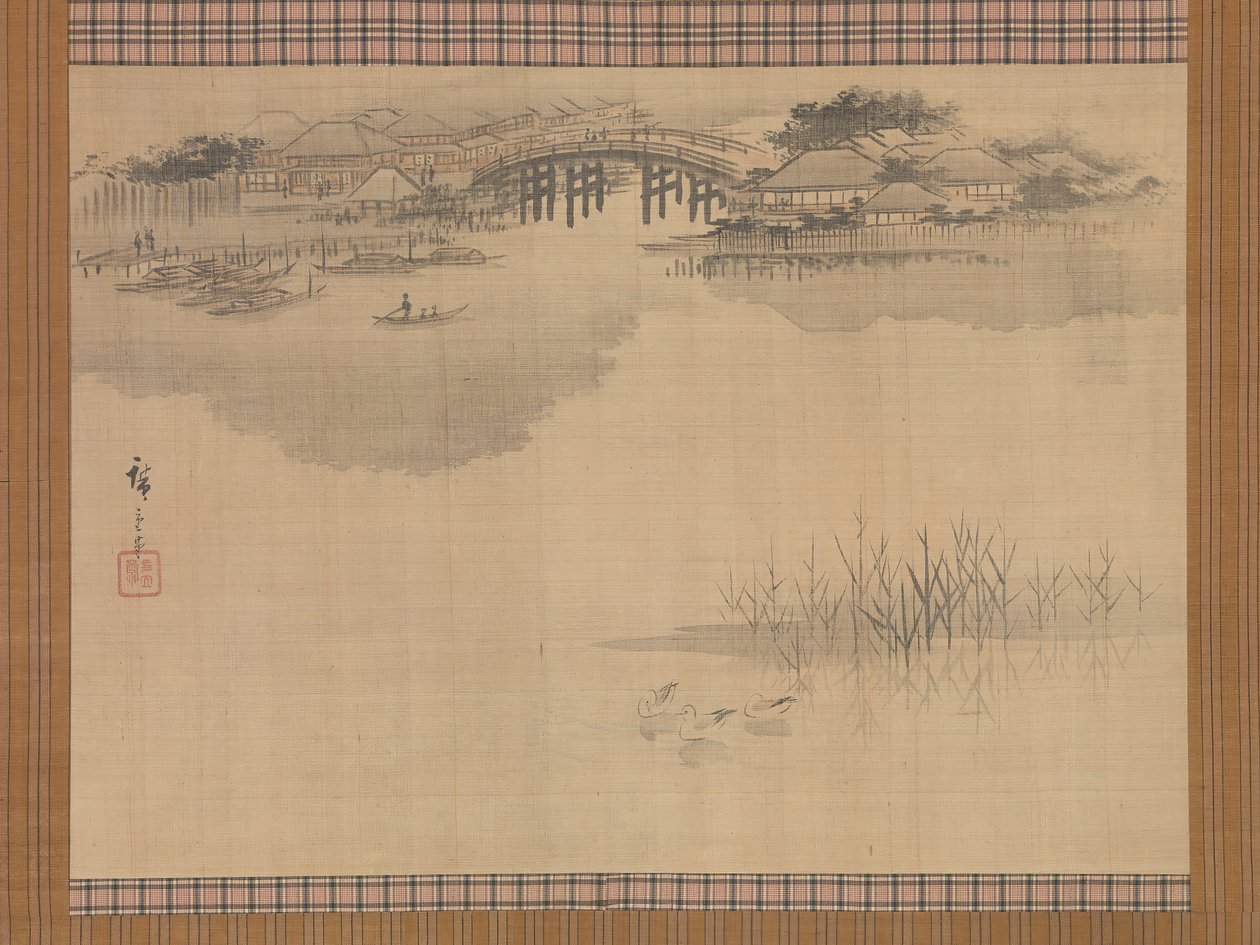 De Imado-brug aan de voet van de berg Matsuchi, 19e eeuw door Ando Hiroshige