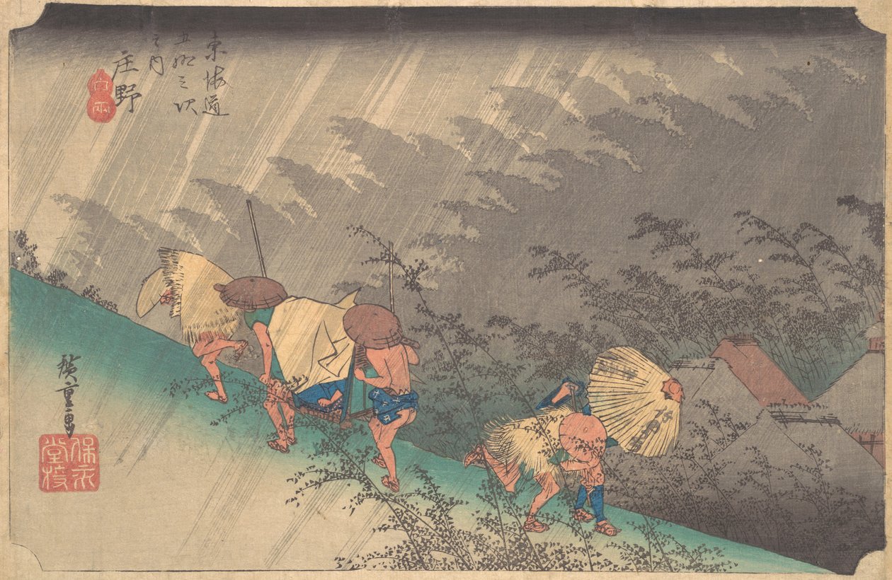 Witte Regen bij Shono door Ando Hiroshige