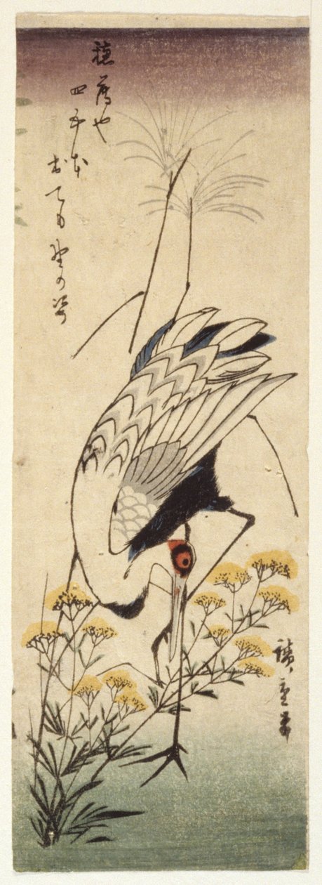 Kraanvogel met Wilde Mosterd door Ando or Utagawa Hiroshige