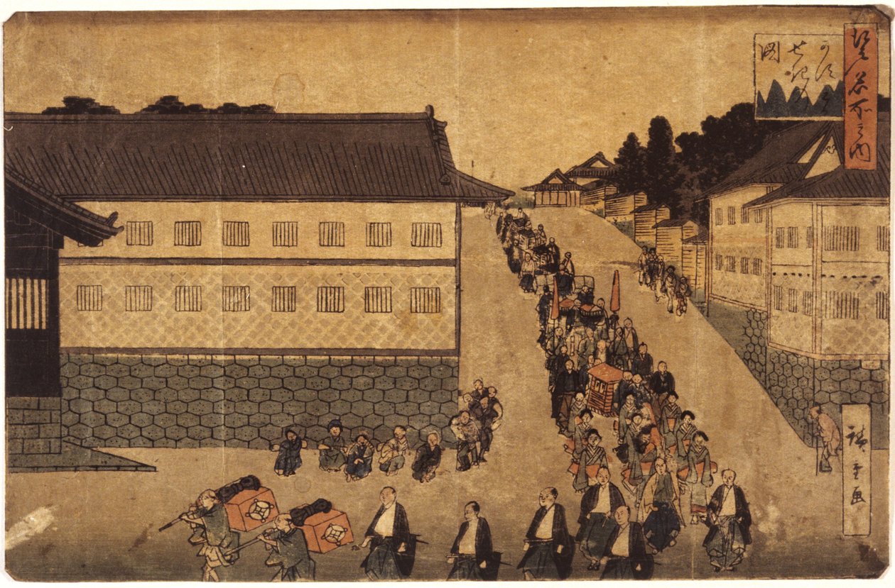 Processie van de Daimyo door Ando or Utagawa Hiroshige