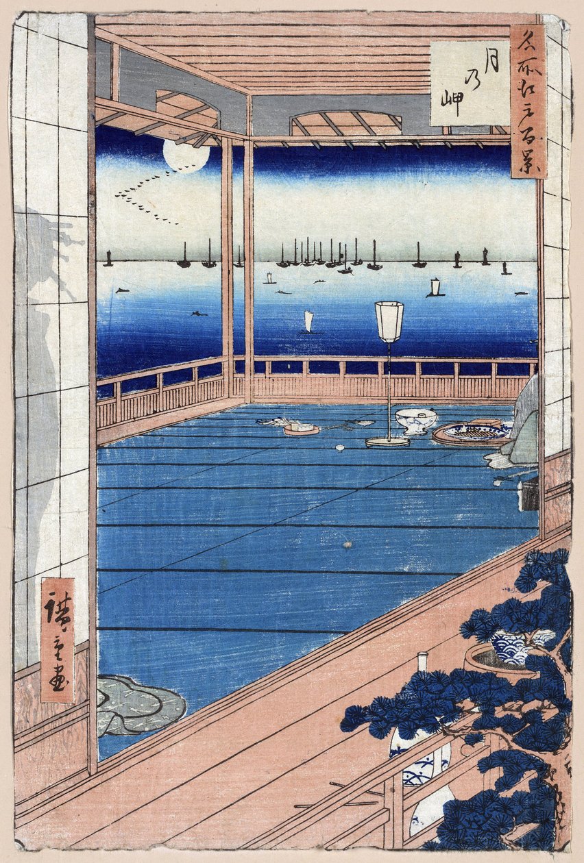 Honderd beroemde uitzichten van Edo: maanlicht door Ando or Utagawa Hiroshige