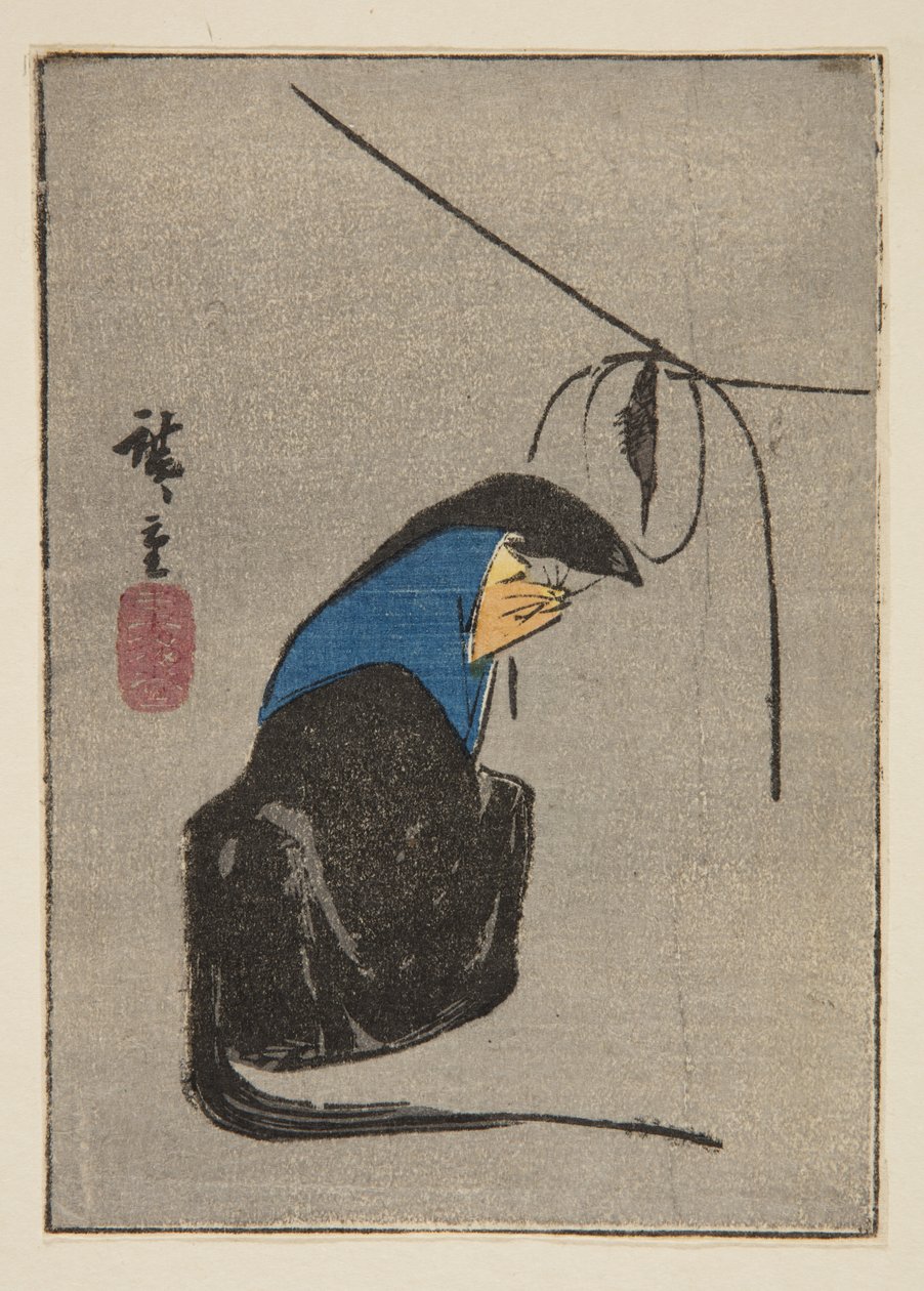 Vos in Tsurigitsune, uitgesneden uit een ongetiteld harimaze-vel (kleur houtsnede) door Ando or Utagawa Hiroshige
