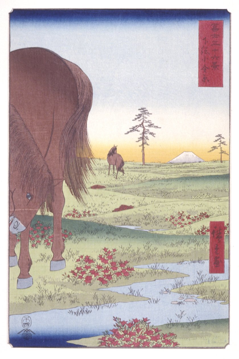 Kogane-vlakte in de provincie Shimōsa door Ando or Utagawa Hiroshige