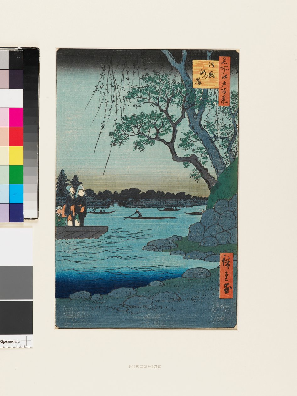 Onmaya Rivieroever door Ando or Utagawa Hiroshige