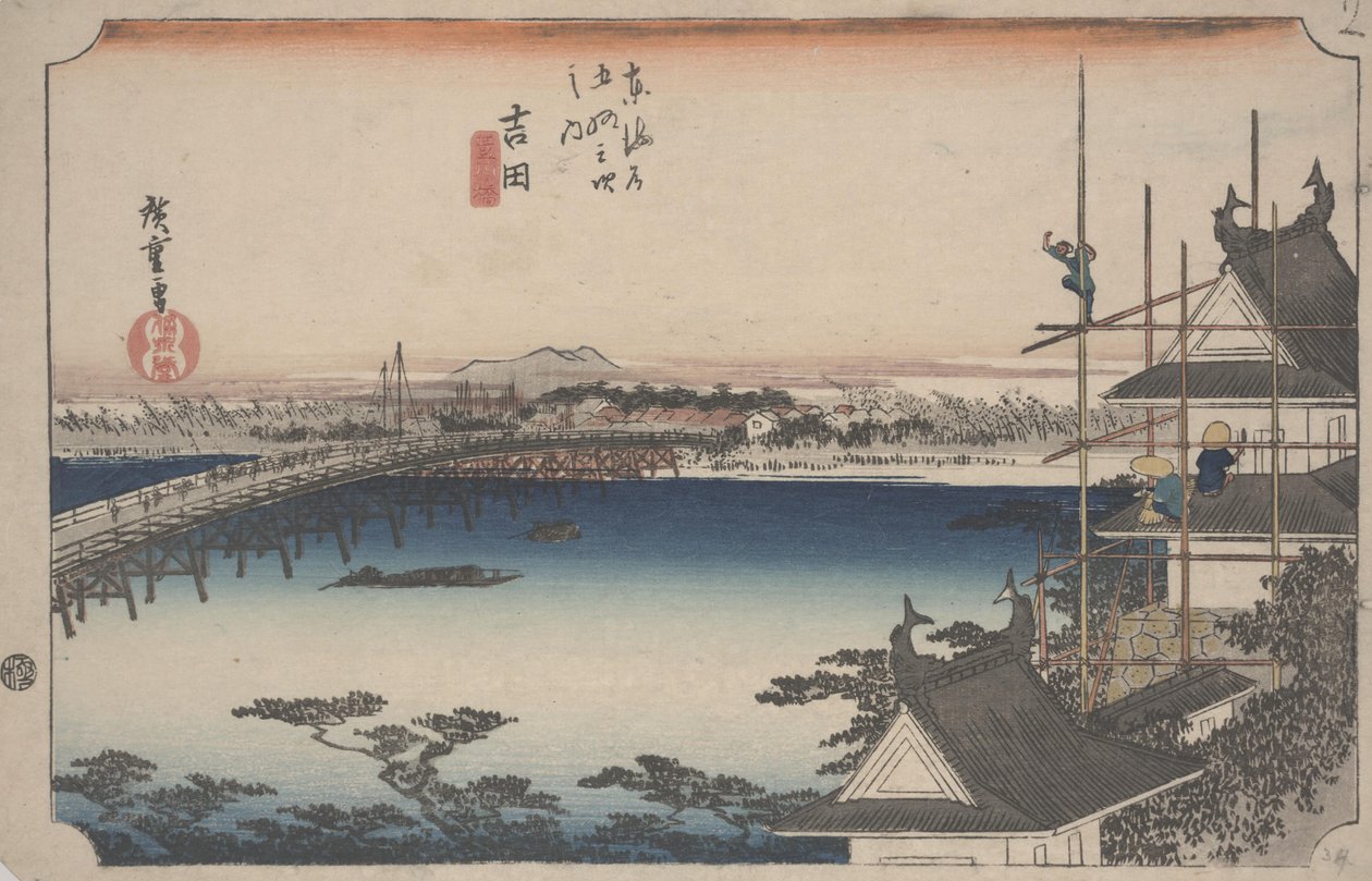 Toyokawa-brug door Ando or Utagawa Hiroshige