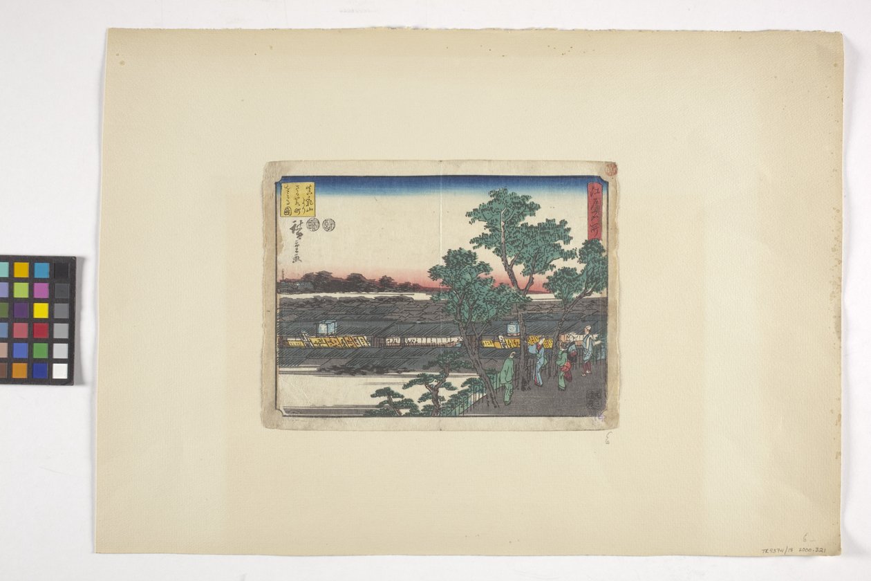 Uitzicht op Saruwakacho vanaf Matsuchiyama door Ando or Utagawa Hiroshige