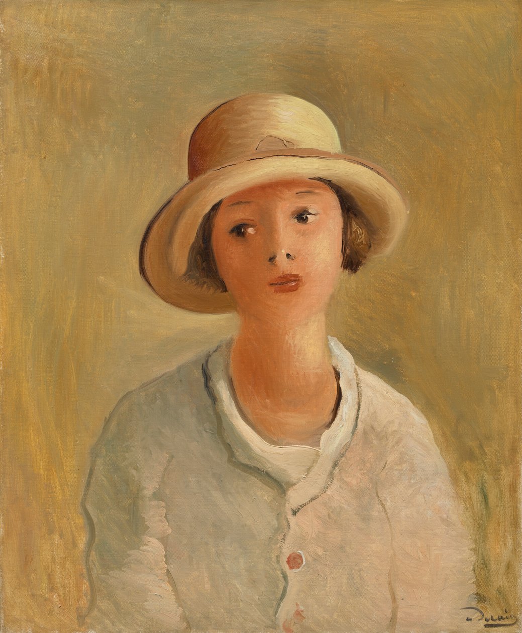 Portret van Geneviève au chapeau de paille, het nichtje van de schilder door Andre Derain