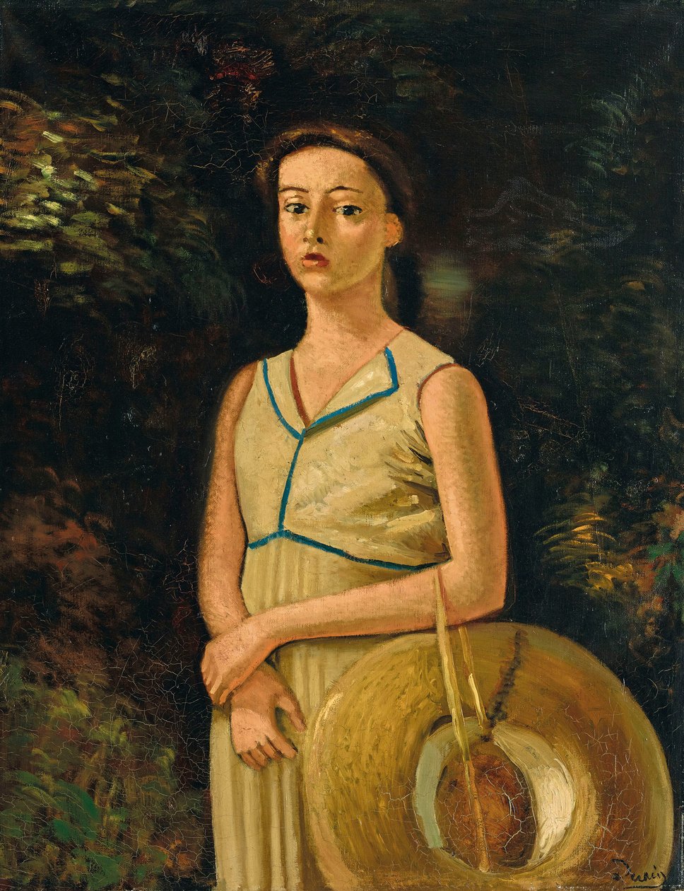 Portret van Geneviève met strohoed, nichtje van de schilder door Andre Derain