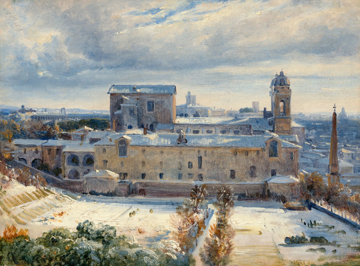 Santa Trinità dei Monti in de sneeuw door André Giroux