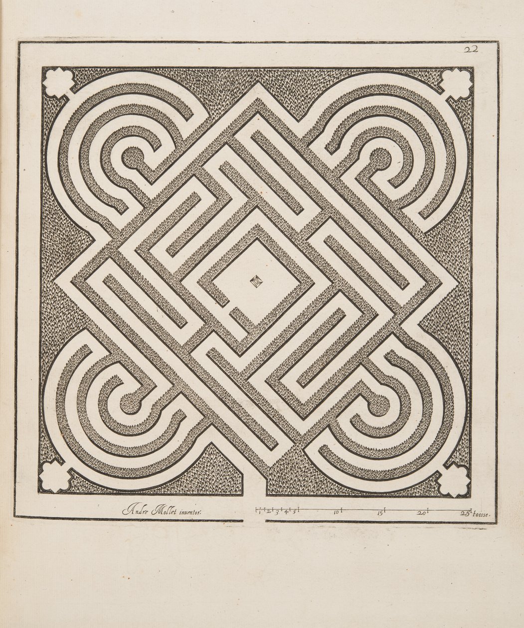 Ontwerp voor Parterre, uit Theatre des Plans et Jardinages, uitgegeven 1652 (gravure) door André Mollet