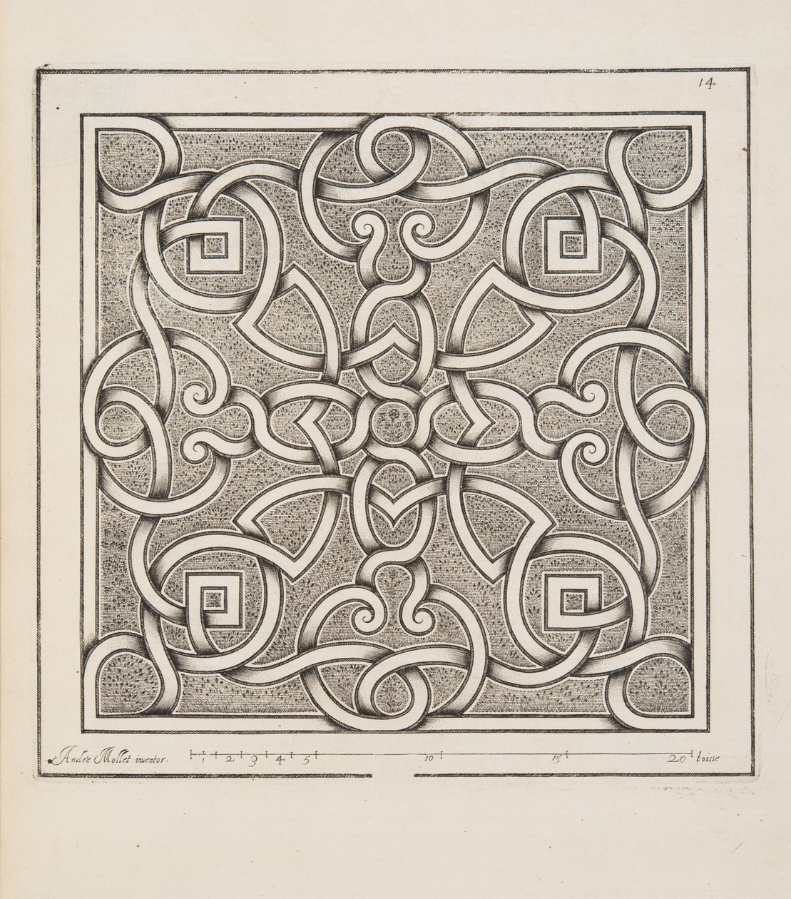 Ontwerp voor Parterre, uit Theatre des Plans et Jardinages, uitgegeven 1652 door André Mollet