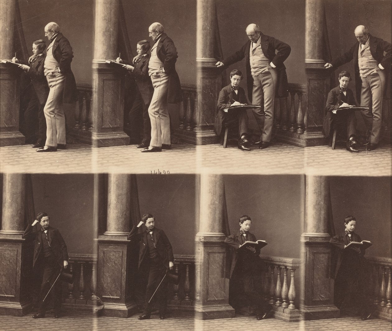 Monsieur Jadin en zoon, ca. 1860 (foto) door Andre Adolphe Eugene Disderi