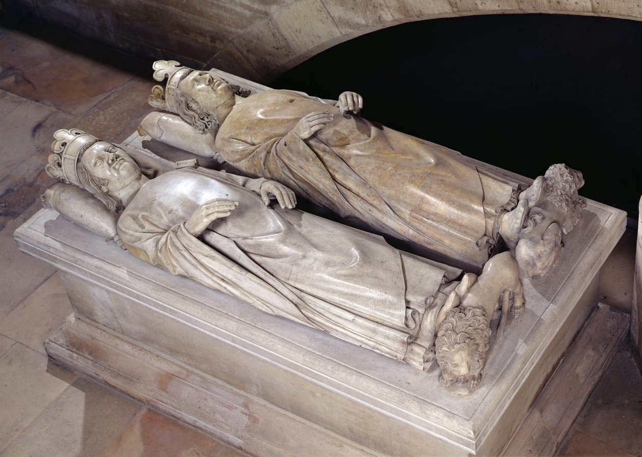 Beeldhouwwerken van Philippe VI (1293-1350) de Valois en Jean II (1319-64) Le Bon door Andre Beauneveu