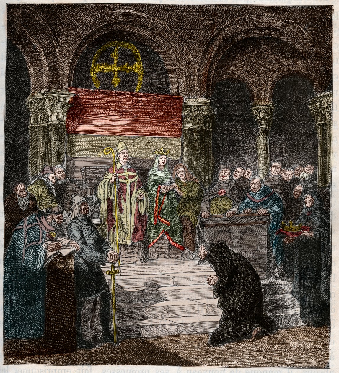 Keizer Hendrik IV (1050-1106) aan de voeten van paus Gregorius VII (1020-85) door Andre Cluysenaar