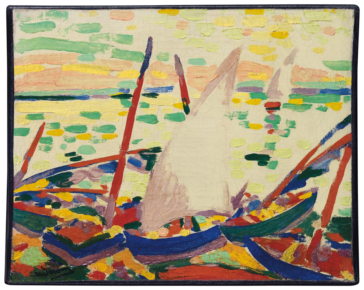 Boten op het strand van Collioure; Bateaux sur la plage a Collioure door Andre Derain