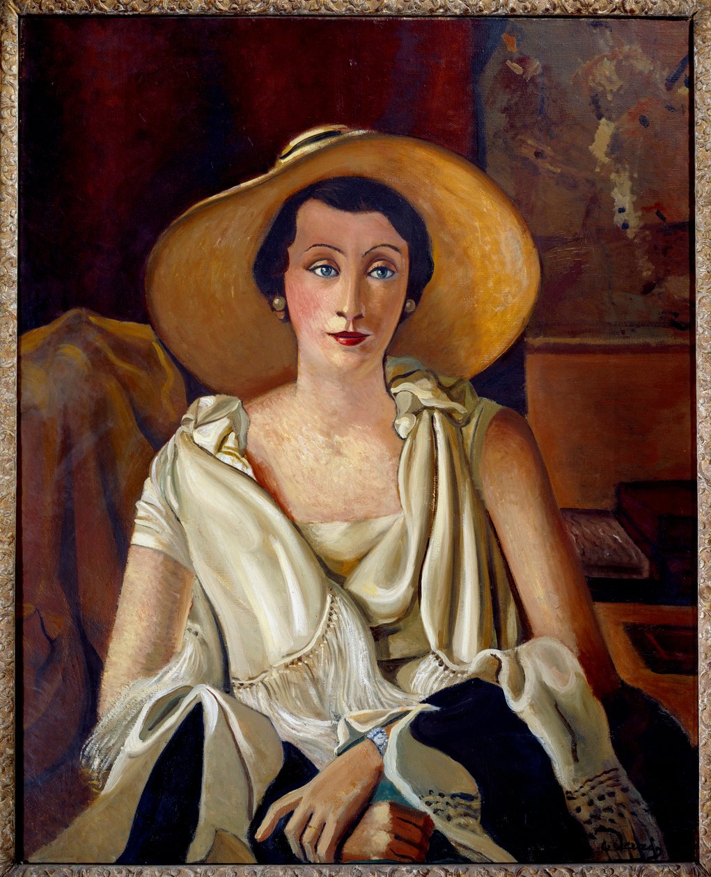 Portret van Madame Paul Guillaume met de grote hoed door Andre Derain