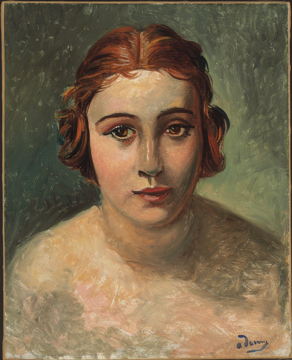 Portret van een jonge vrouw (olieverf op doek) door Andre Derain