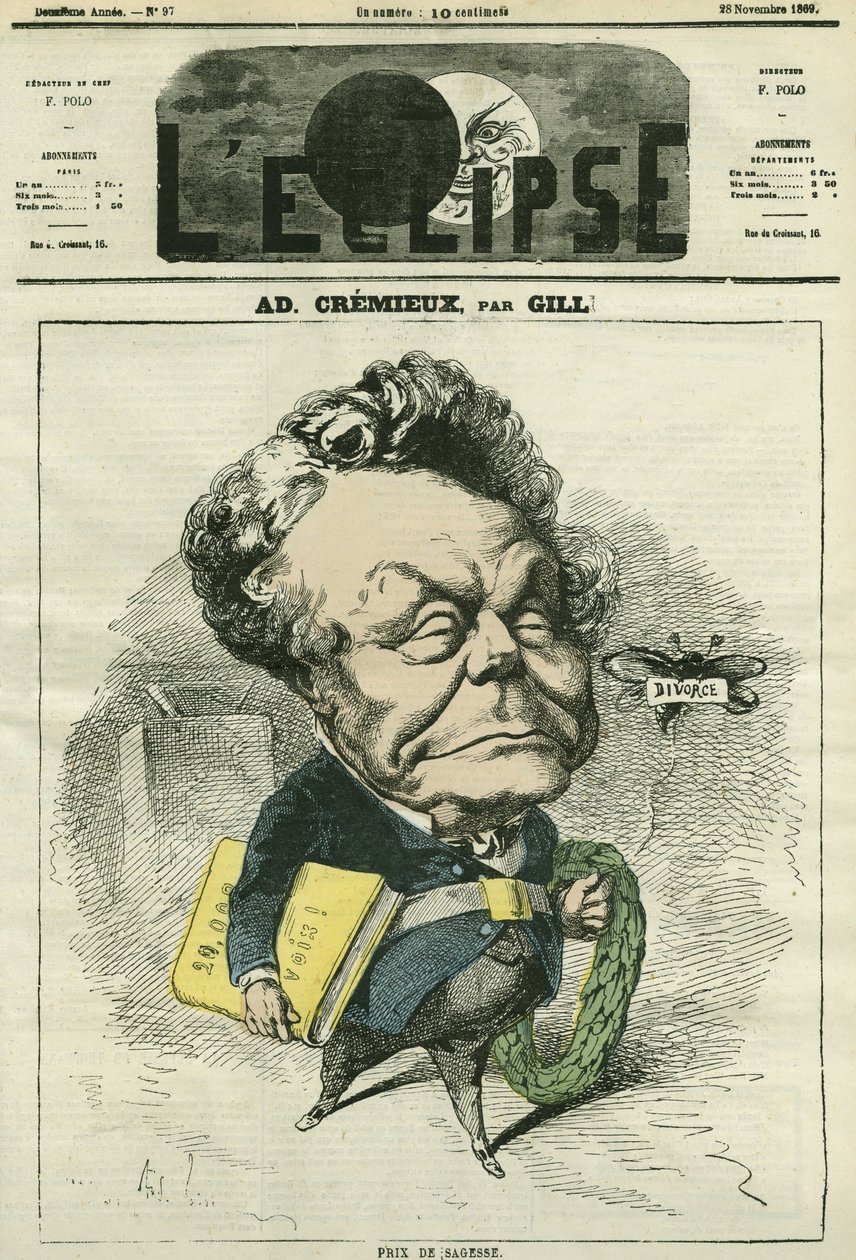 Adolphe Cremieux (1796-1880), advocaat, politicus en president van de Israëlische Universele Alliantie. Omslag in 