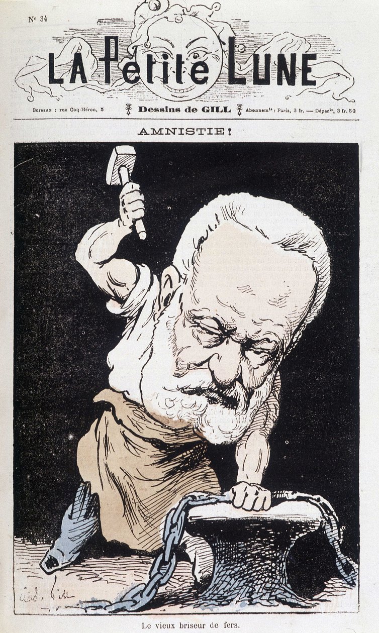 Amnestie! : De Oude IJzerbreker (Karikatuur Victor Hugo) - door Gill, in The Little Moon door Andre Gill