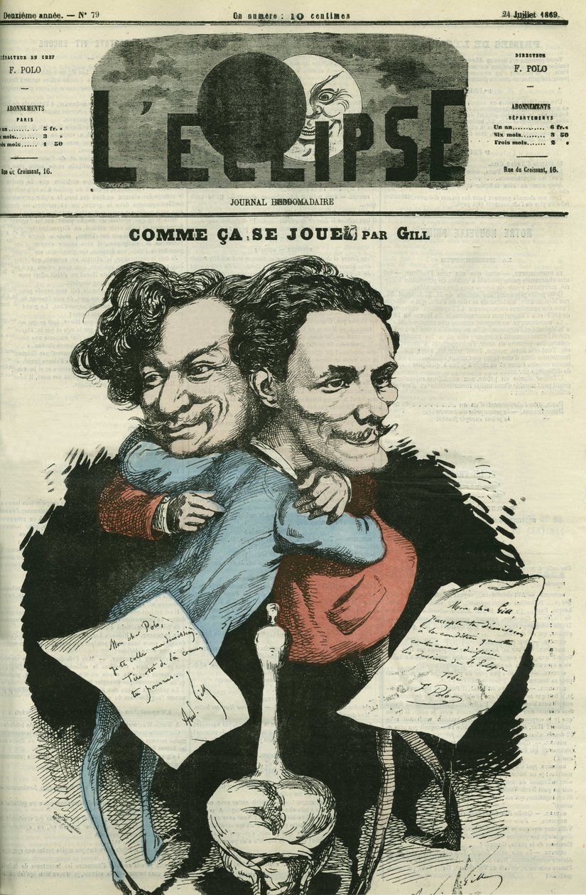 Andre Gill (1840-1885), Franse cartoonist en F. Polo, directeur van 