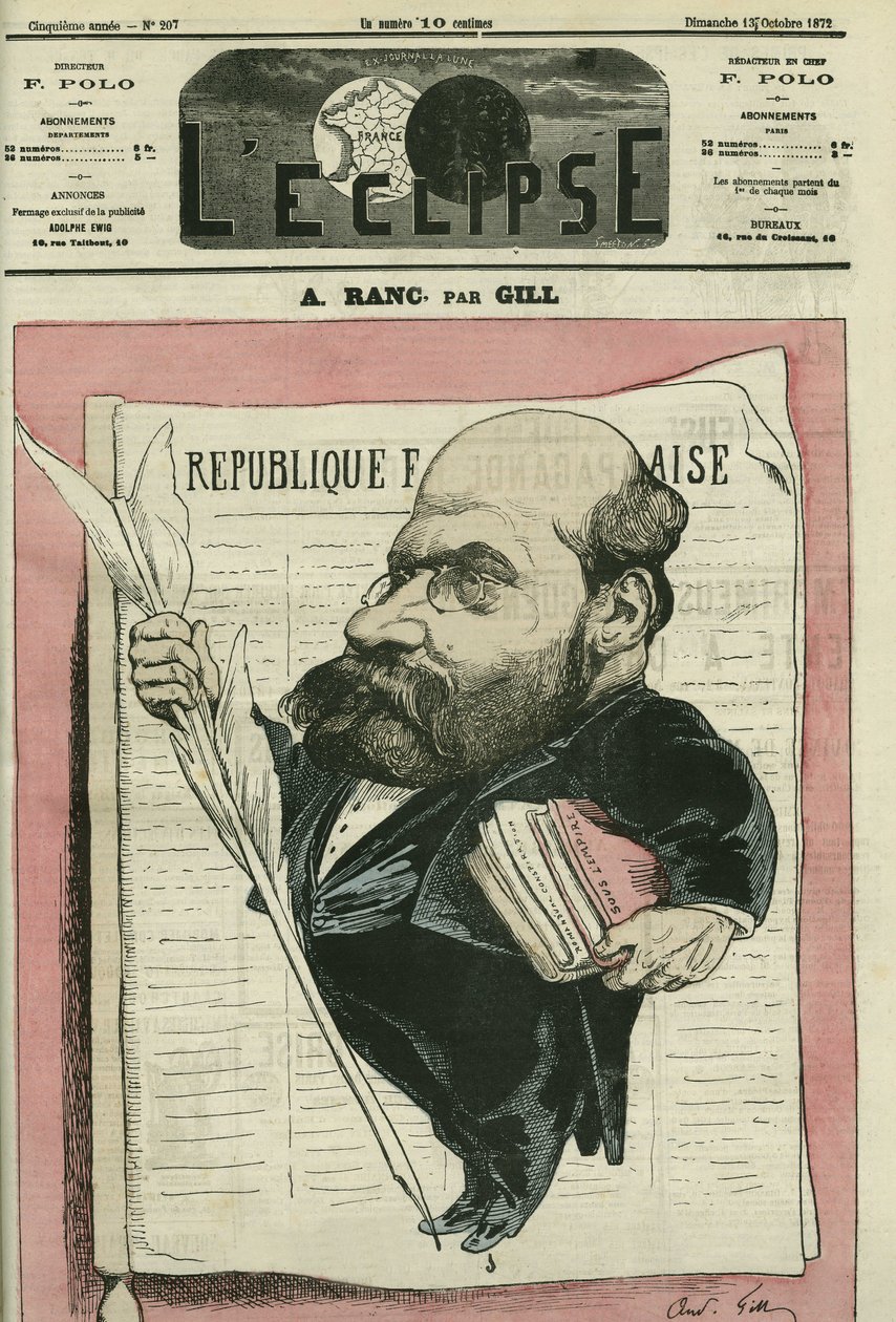 Arthur Ranc (1831-1908), Franse journalist en politicus. Omslag in 