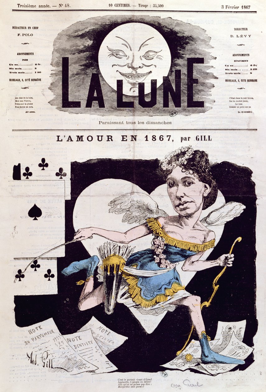 Karikatuur van Cora Pearl (1842-c.1886) uit 