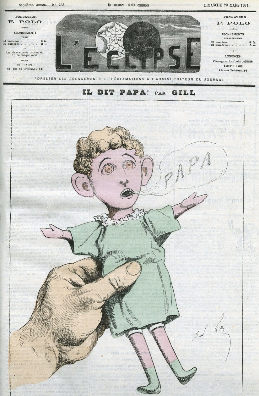 Karikatuur van Napoleon Eugene Louis Bonaparte (1856-1879), zoon van Napoleon III. Omslag in L