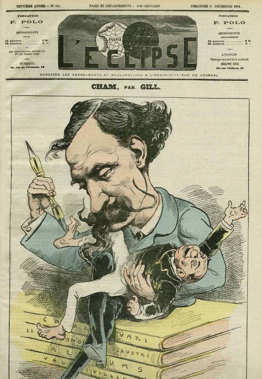 Cartoon door Amedee de Noe dit Cham (1818-1879), Franse cartoonist. Omslag in 