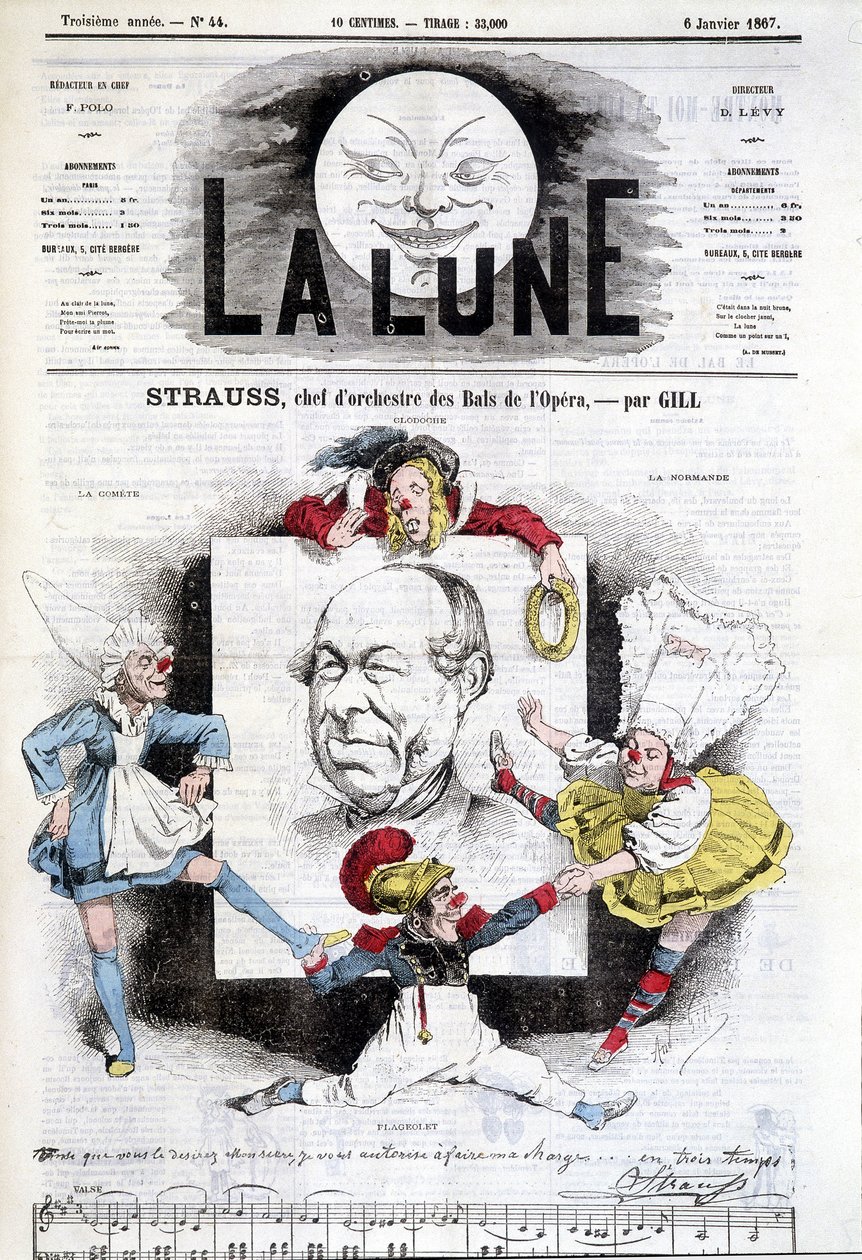 Cartoon door Johann Strauss Jr. (1825-1899) in 