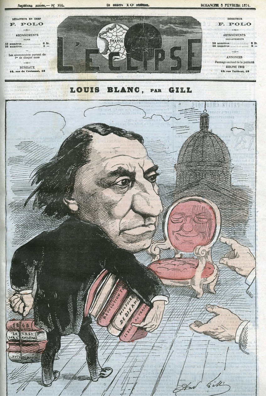 Cartoon door Louis Blanc (1811-1882), Franse politicus en historicus. Omslag in 