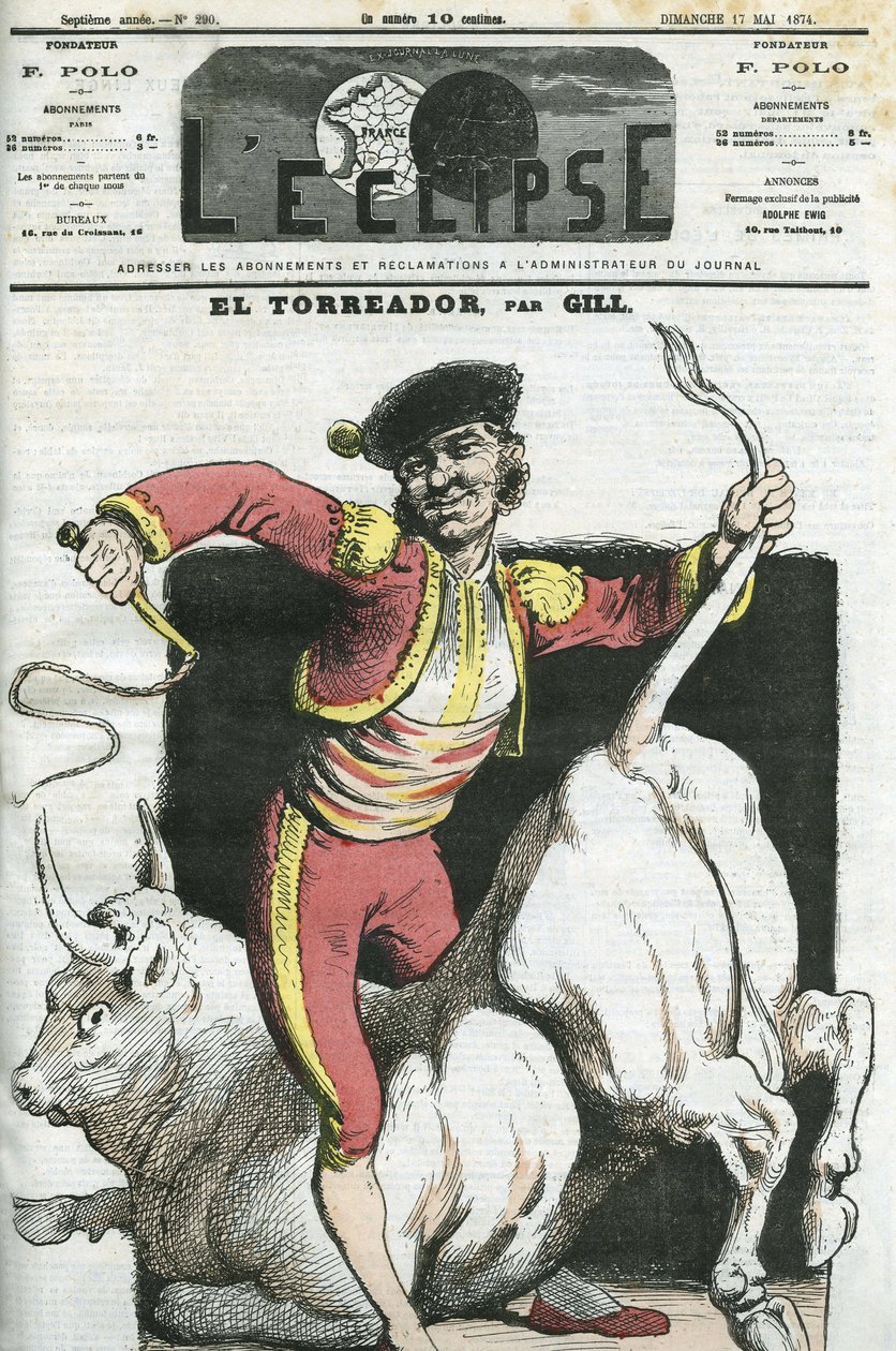 Cartoon van een Torreador. Omslag in L