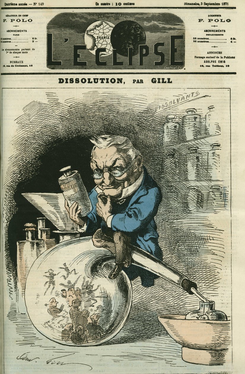 Ontbinding, Adolphe Thiers (1797-1877), historicus en president van de republiek. Omslag in L