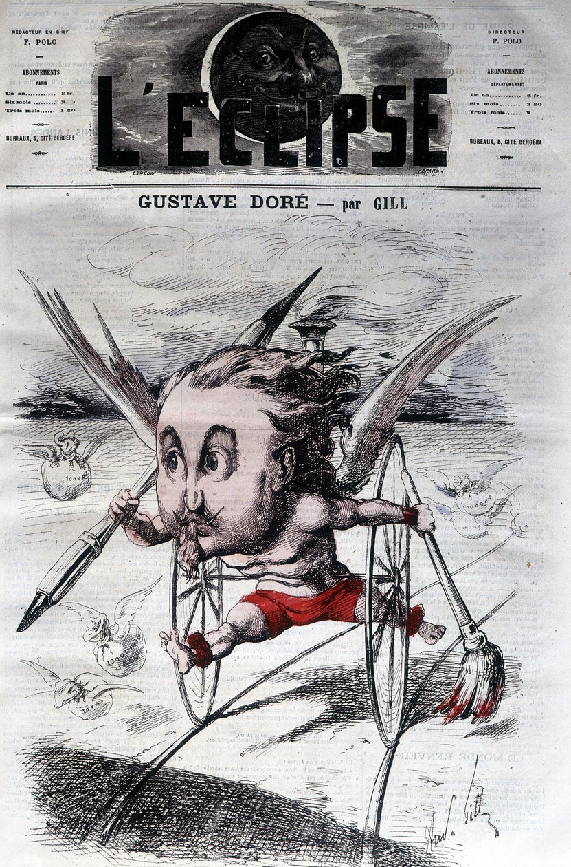 Gustave Doré. Franse tekenaar en schilder (1832 tot 1883). Cartoon DeGill. De zonsverduistering door Andre Gill