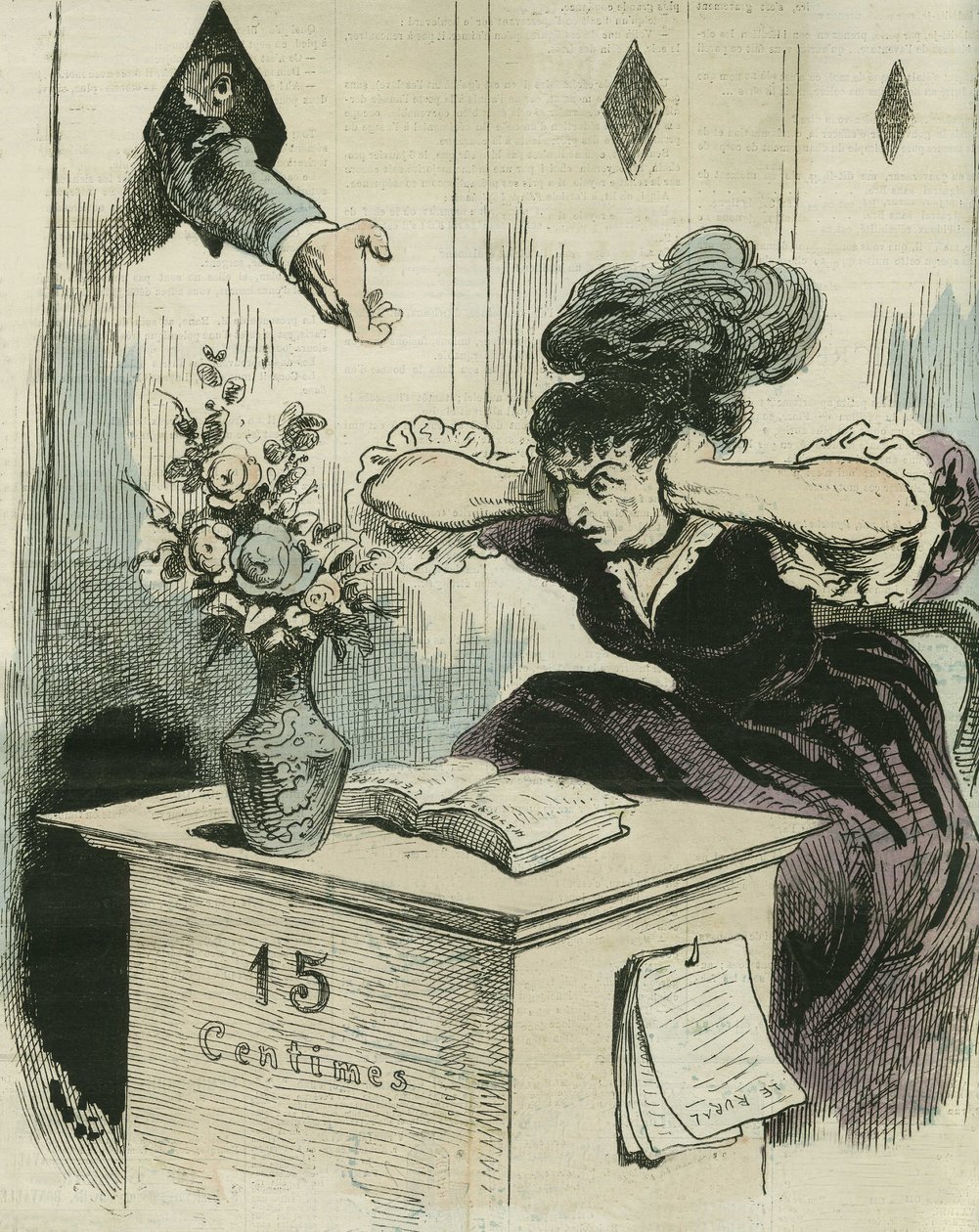 Verhoging van de belasting op papier om de schuld van de oorlog van 1870 te vereffenen. In L