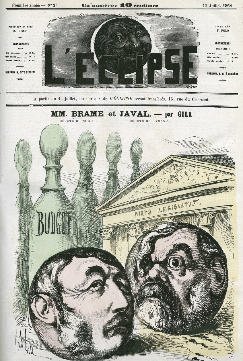 Jules Louis Joseph Brame (1808-1878) Franse politicus en Louis Emile Javal (1839-1907), Franse politicus. Omslag in 