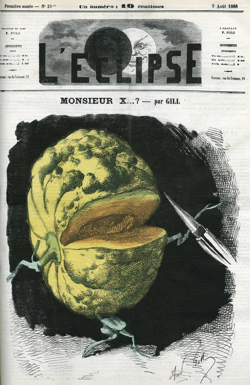 De heer X... een illustratie van een meloen door Andre Gill