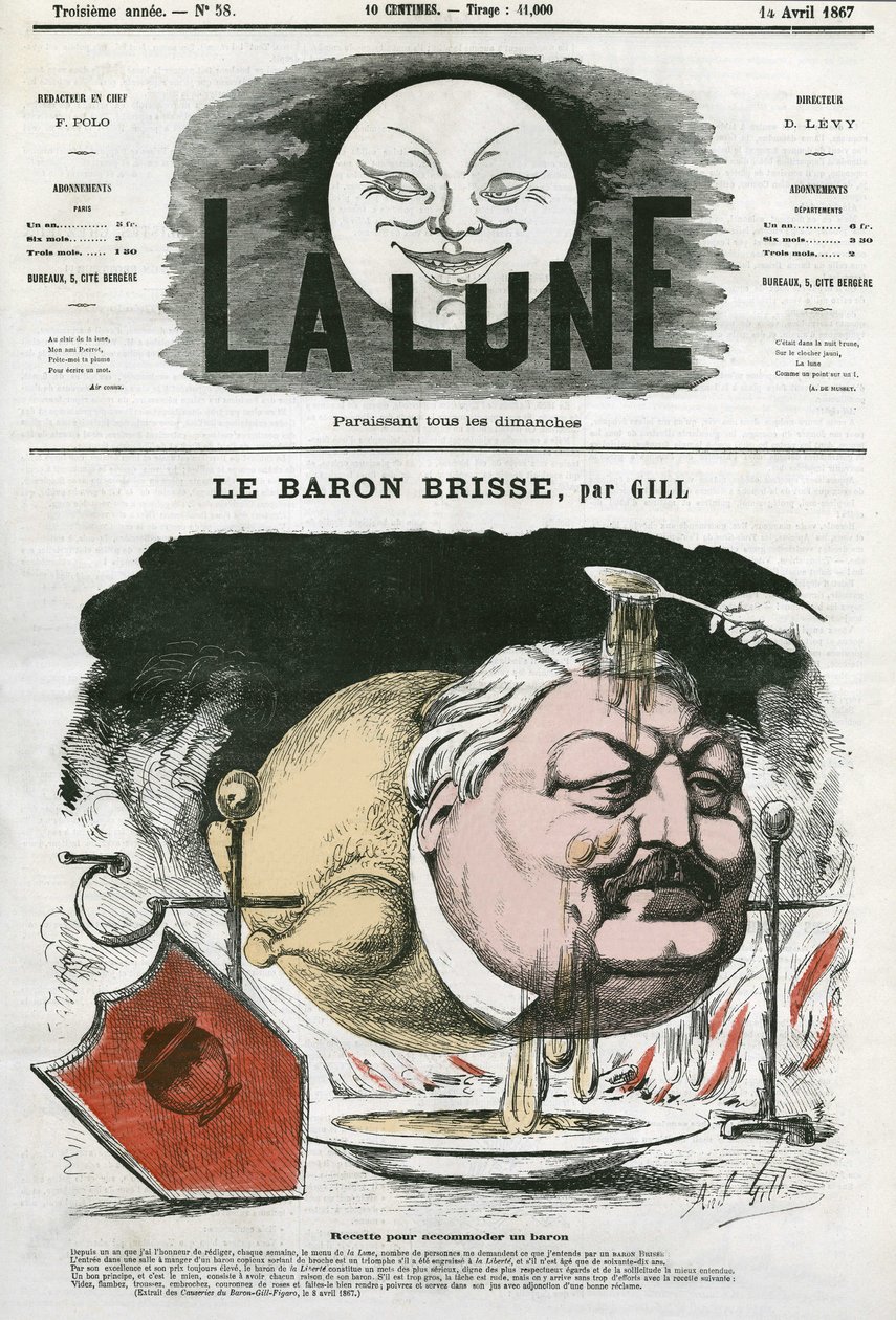 Portret van Baron Brisse (1813-1876), Franse gastronomische journalist door Andre Gill