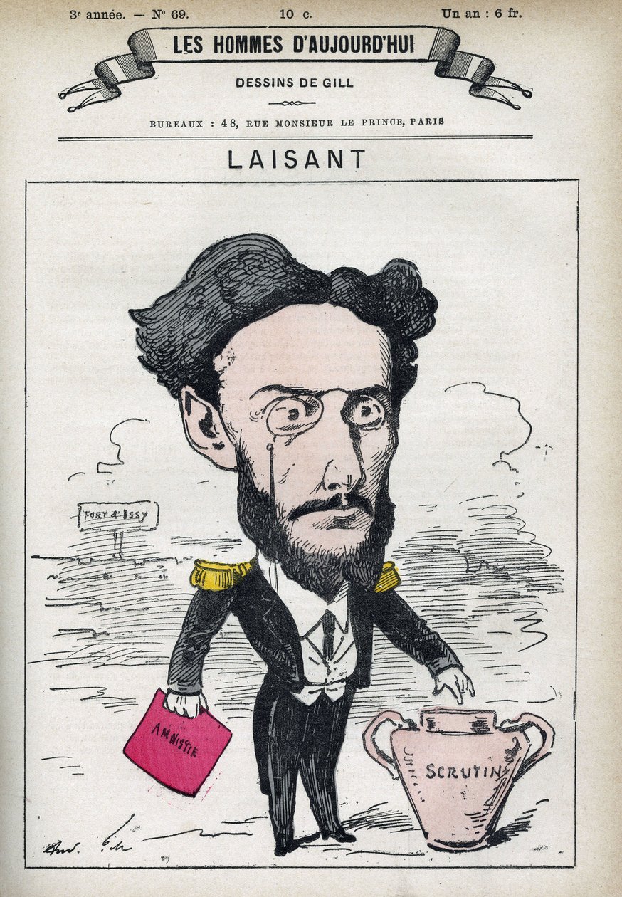 Portret van Charles-Ange Laisant (1841-1893), Franse wetenschapper en politicus. Cartoon door Gill, Parijs door Andre Gill