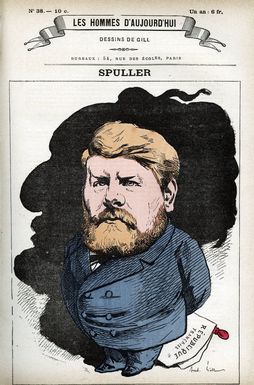 Portret van Eugene Spuller (1835-1896), Franse politicus en advocaat. Cartoon door Gill, in 