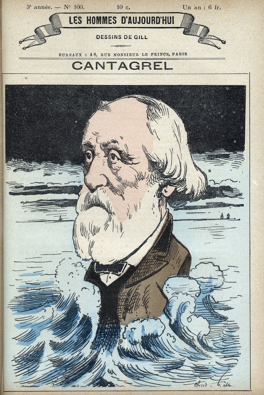Portret van Felix Francois Jean Cantagrel, man van letters, gemeenteraadslid en afgevaardigde van Parijs. Cartoon door Gill, Parijs door Andre Gill