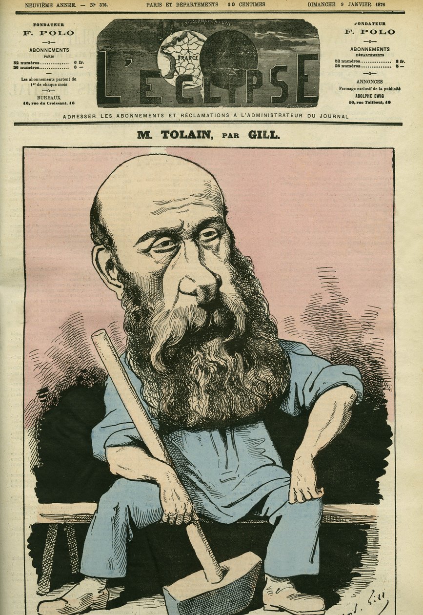 Portret van Henri Louis Tolain (1828-1897), Franse graveur en politicus. Omslag in 