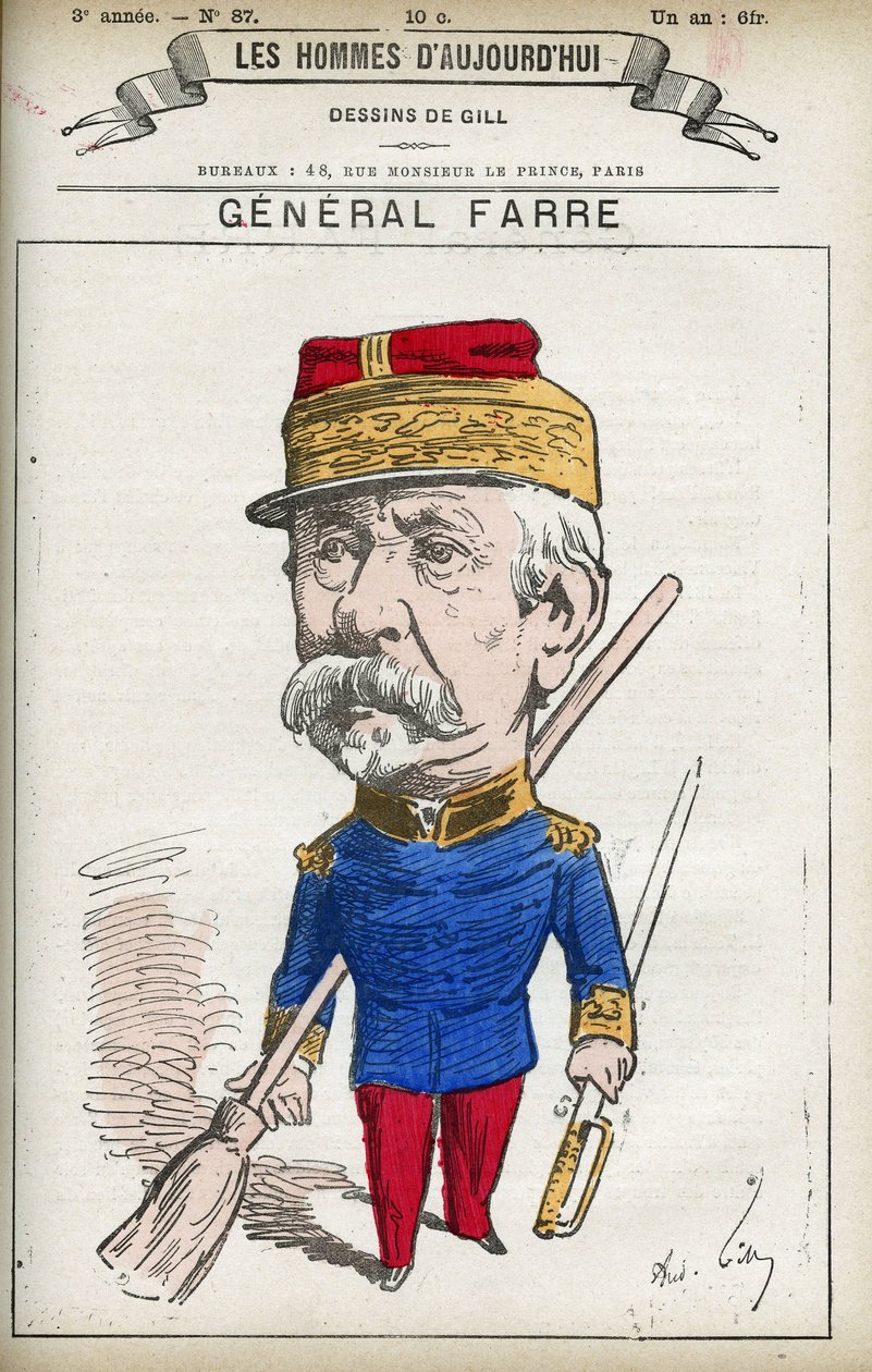 Portret van Jean Joseph Frederic Albert Farre, Franse soldaat, generaal en minister van oorlog. door Andre Gill