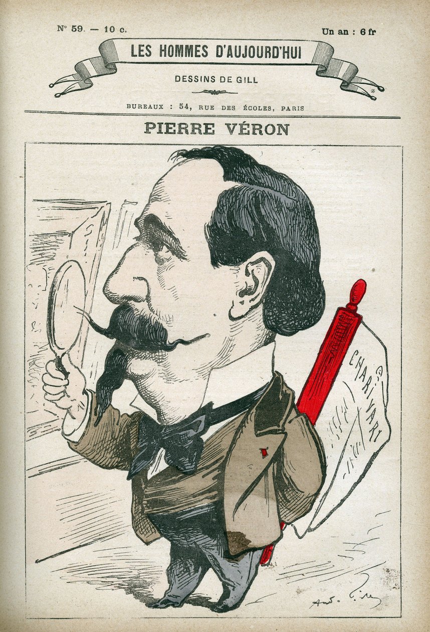 Portret van Pierre Veron (1831-1900), Franse schrijver en dichter. Karikatuur door Gill, Parijs door Andre Gill